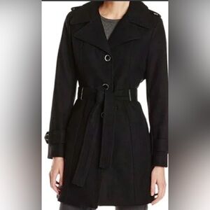 Calvin Klein Black Wool Blend Coat